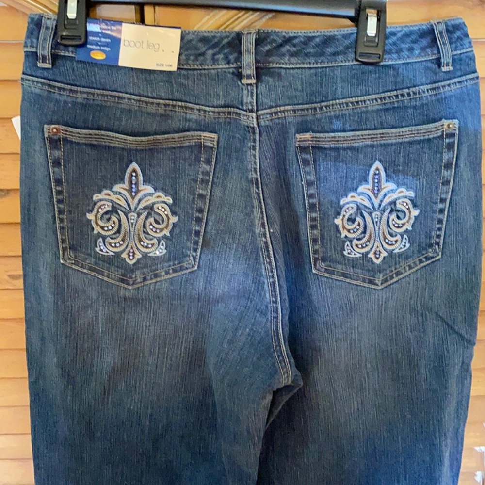 NWT Talbots jeans 14 boot cut stretch with monogra